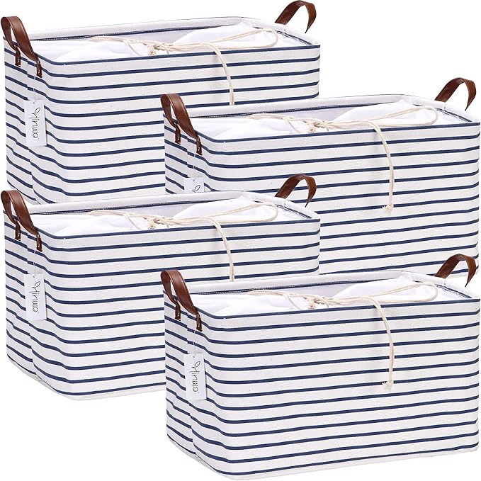 Hinwo 4-Pack Large Canvas Fabric Storage Baskets by Hinwo