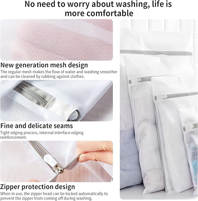 3 Pack Mesh Laundry Bags Medium by MDSXO- Fine Durable Lingerie Delicates Bag - Image 4