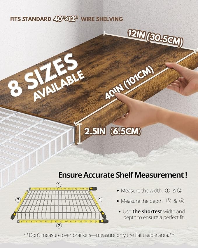5 Pcs 40×12 Wire Rack Covers for Shelves – Engineered Wood Shelf Covers for - Image 4