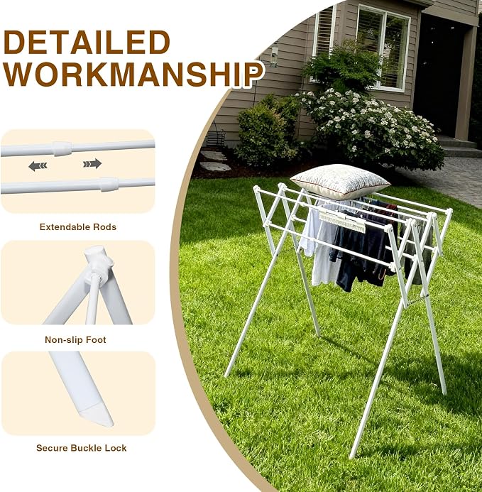 Collapsible Expandable Metal Clothes Drying Rack, Foldable & Portable Laundry - Image 6