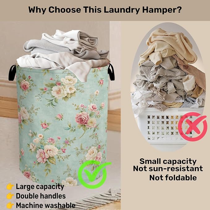 Vintage Rose Laundry Basket - Image 3