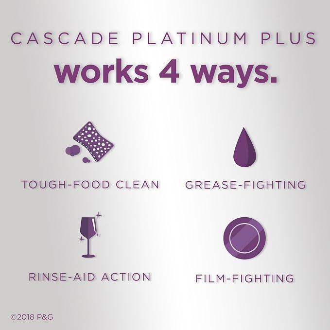 Cascade Platinum Dishwasher Pods, ActionPacs Dishwasher Detergent - Image 9