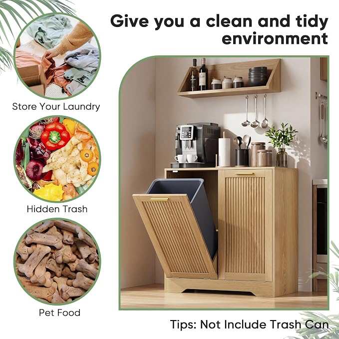 Smuxee Double Tilt Out Laundry Hamper Cabinet, Hidden Laundry Cabinet - Image 6