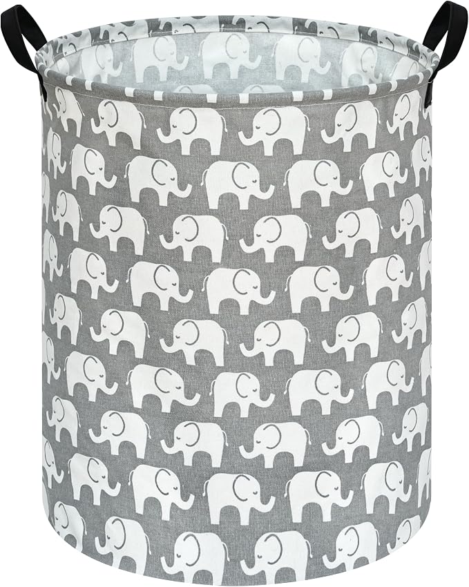 KUNRO Round Laundry Gift Basket Storage Hamper, Clothes Storage Organizer Bins by KUNRO