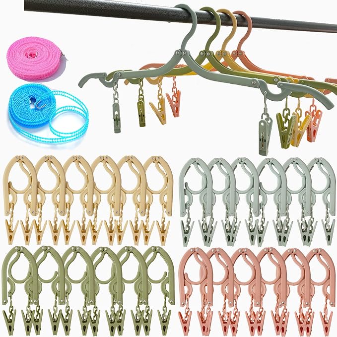 24 PCS Travel Hangers, Portable Folding Clothes Hangers by smilixin