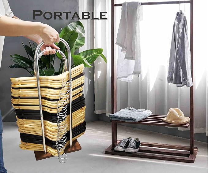 Hanger Stacker & Organizer Stand, Portable Wood Hanger Storage Rack, Large Wire - Image 7