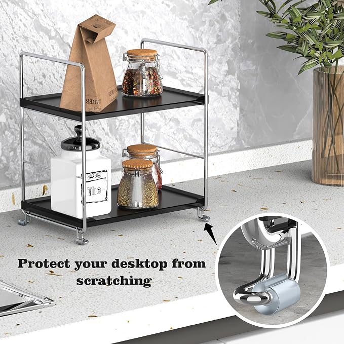 2-Tier Bathroom Organizer Countertop Storage Shelf, Vanity Tray Cosmetic - Image 5