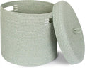 Storage Basket with Lid, Woven Blanket Storage by Unknown