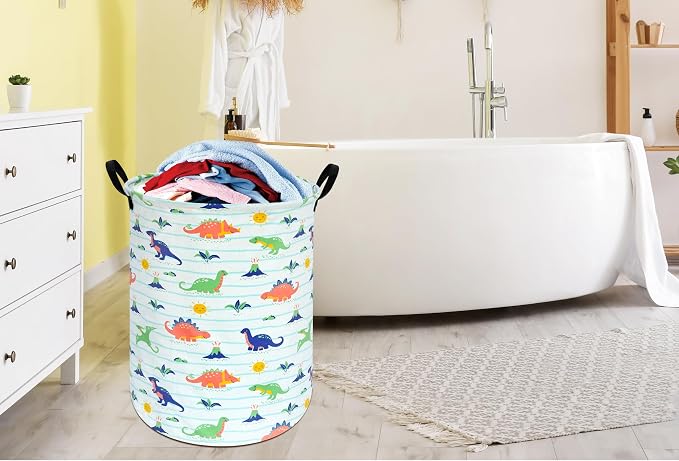 Round Laundry Basket Storage Bins Nursery Hamper Gift Baskets - Image 4