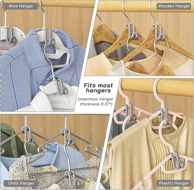 Tinfol 100pc Gray Hanger Connector Hooks, Space Saving Hooks - Image 7
