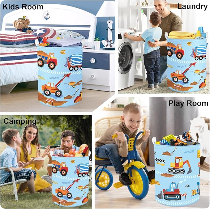 Construction Vehicle Baby Laundry Hamper Collapsible Clothes Kids Storage - Image 7