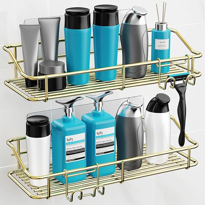 Nieifi Shower Caddy Shelf Storage Rack Adhesive Without Drilling Stainless Steel - Image 3