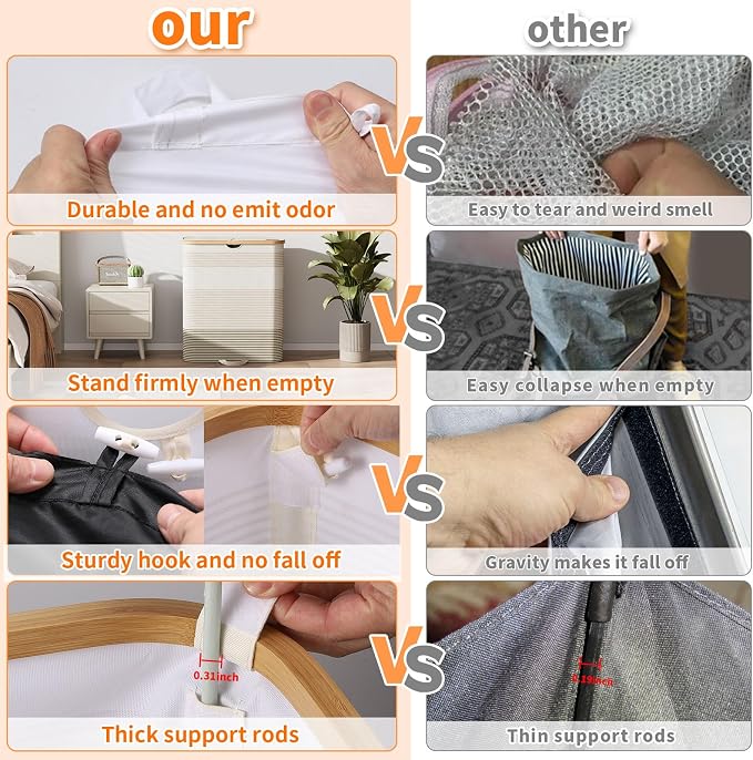 Double Laundry Hamper with Lid and Removable Bags, 150L Large Collapsible 2 - Image 5