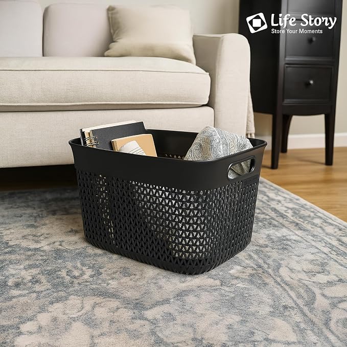 Life Story 16 Quart Decorative Storage Basket, Large Plastic Home Organizer - Image 4
