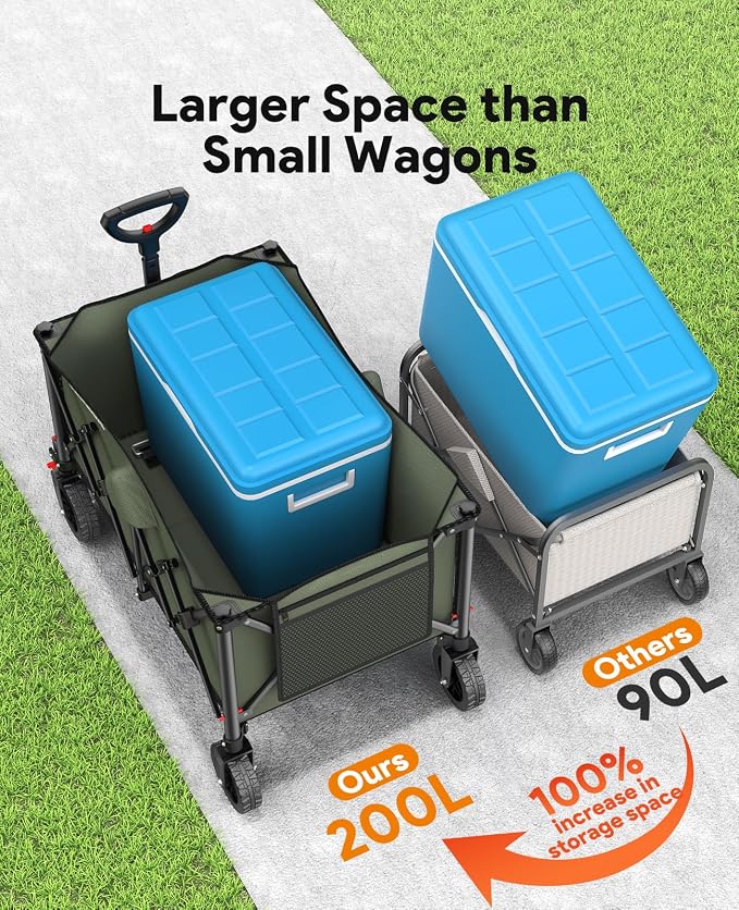 Collapsible Foldable Wagons, 440lbs Weight Capacity Beach Wagon - Image 2