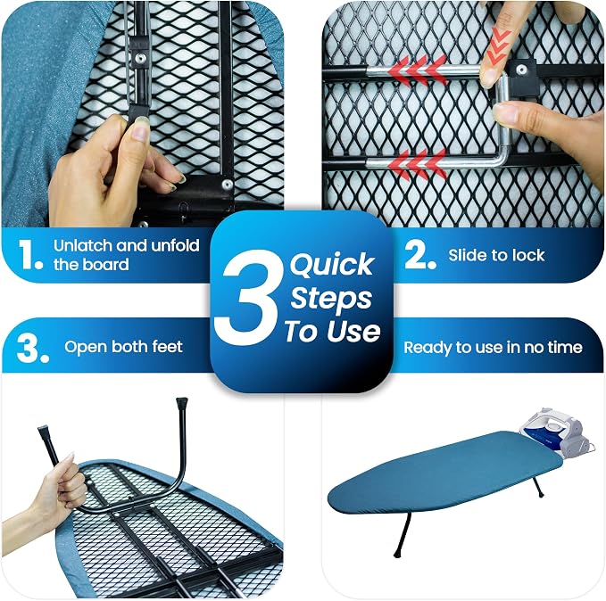 Metal Mesh Panel Tabletop Ironing Board | Foldable Iron Board | Heavy Duty - Image 7