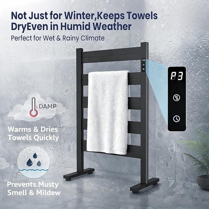 Freestanding Towel Warmer – 5-Bar Heated Towel Rack - Image 4