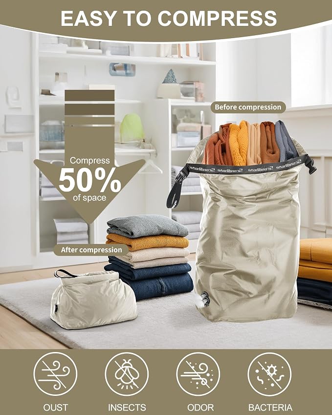 Travel Compression Laundry Bag, Pump-Free Vacuum Space Saver Bag - Image 3