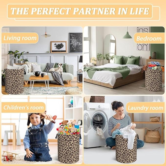 Leopard Print Animal Cheetah Laundry Hamper Bag - Image 7