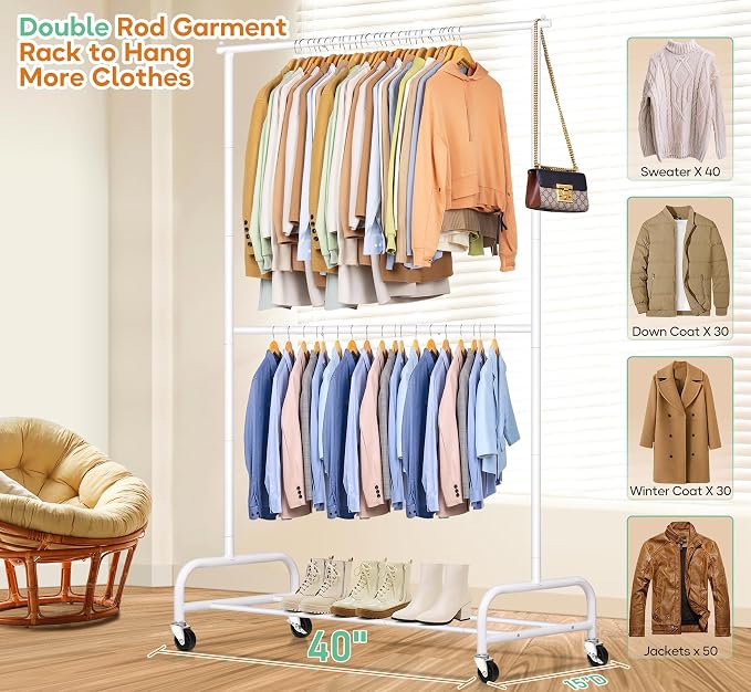 SLEEPING LAMB Double Rod Heavy Duty Clothes Racks - Image 4