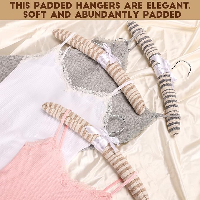 12 Pack Cotton Stripe Padded Hangers - Image 4