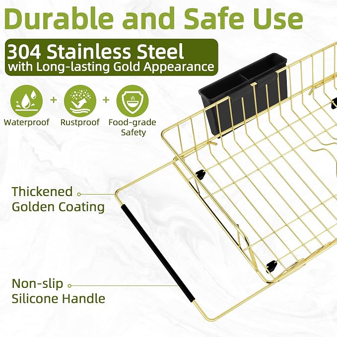 Golden Expandable Dish Drying Rack - Image 7