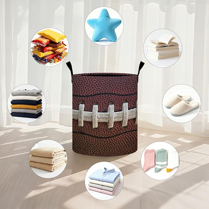Football Laundry Basket Storage Bin Foldable Laundry Hamper Clothes Storage - Image 5