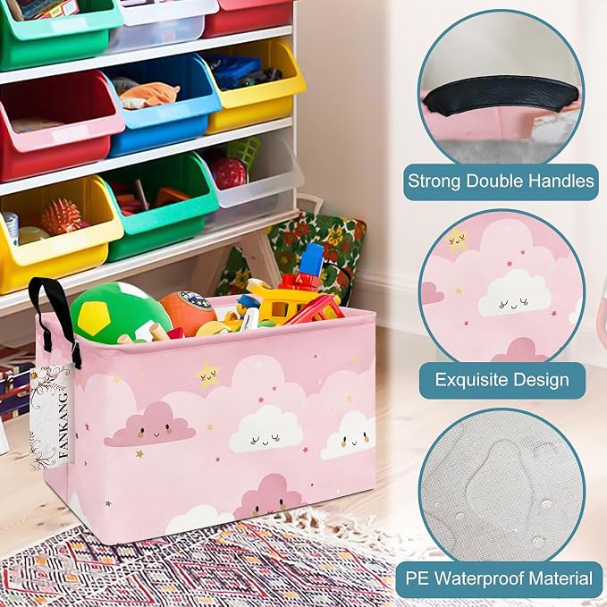 FANKANG Storage Bins, Nursery Hamper Canvas Laundry Basket Foldable - Image 6