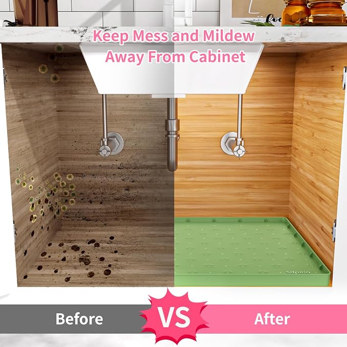 Sdpeia Under Sink Mat 22"×19" Waterproof Silicone Cabinet Liner & Sink Protector - Image 6