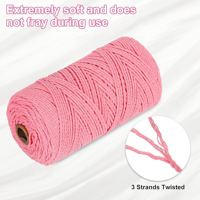 HARFINGTON Natural Macrame Cord 2mm x 220 Yards 3 Strand Twisted Cotton Macrame - Image 3