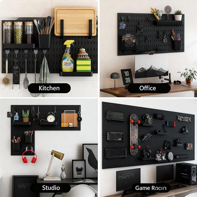 Black Pegboard Combination Kit, Wall Organizer Pegboard, Modular Hanging - Image 3