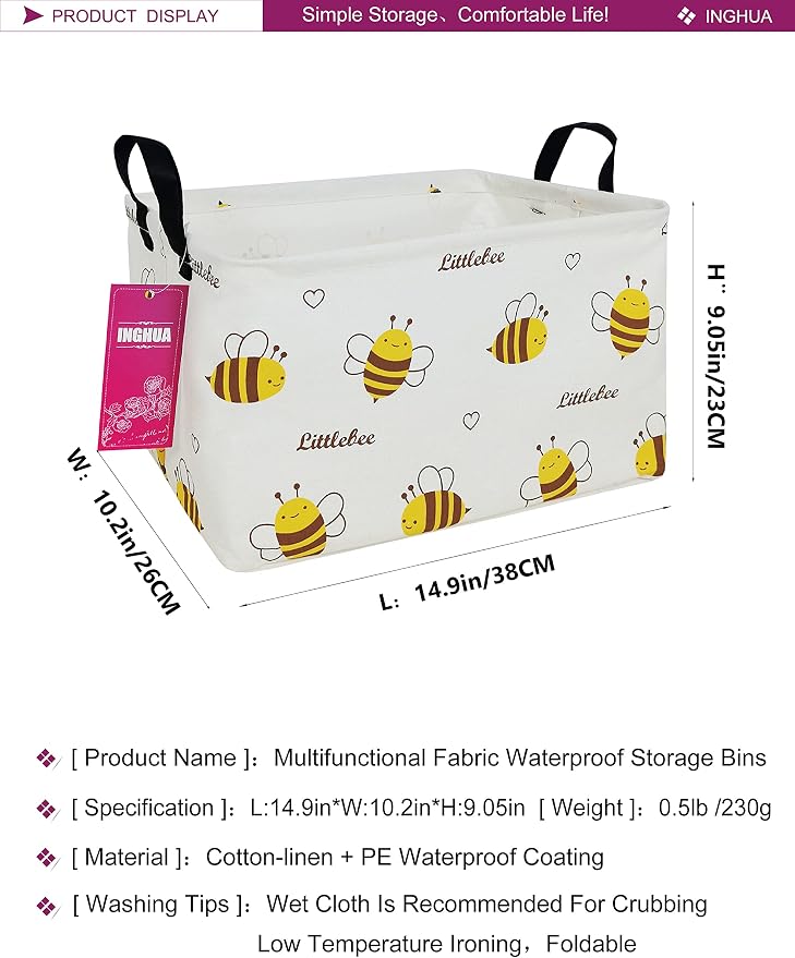 Rectangular Storage Basket Fabric Organizer Bin - Image 2