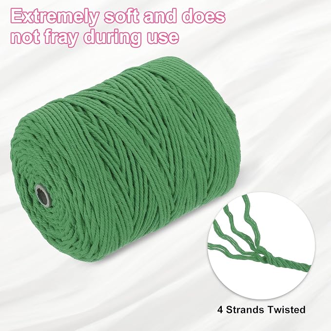 HARFINGTON Natural Macrame Cord 3mm x 328 Yards 4 Strand Twisted Cotton Macrame - Image 3