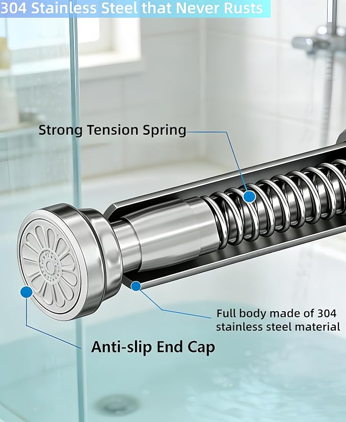Telescopic clothes rod, adjustable clothesline rod, shower curtain rod - Image 4