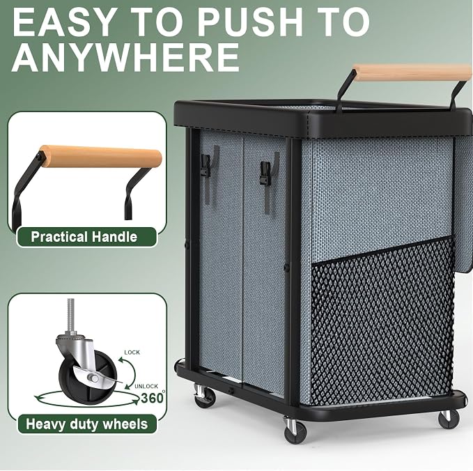 190L Extra Large Fashion Laundry Hamper 2 Section - Image 3
