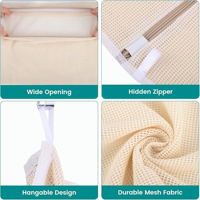 6Pcs Durable Cotton Mesh Laundry Bags - Image 8