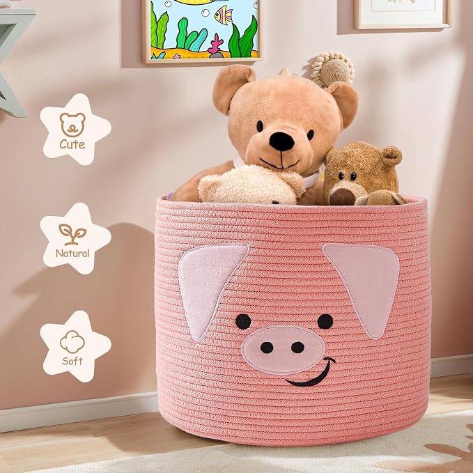 OMERAI Animal Baskets Cotton Rope Woven Storage Basket - Image 3