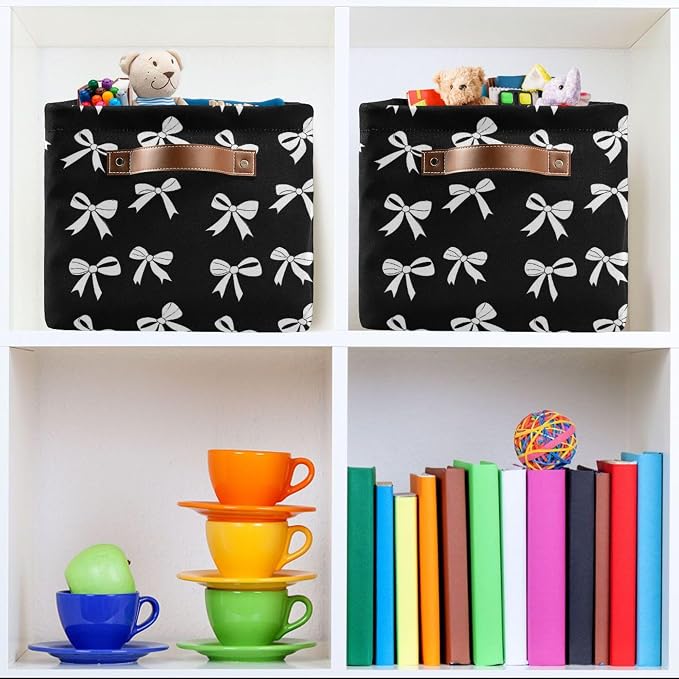 Wamika Black White Bow Storage Basket - Image 7