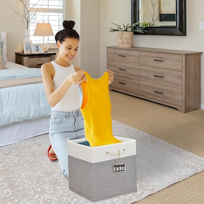 13x13x13 Storage Cube Bins 4 Pack, Collapsible Fabric Storage Cubes - Image 6
