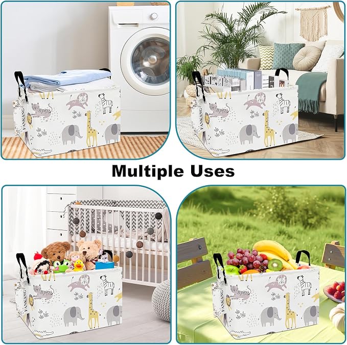 FANKANG Storage Bins, Nursery Hamper Canvas Laundry Basket Foldable - Image 6