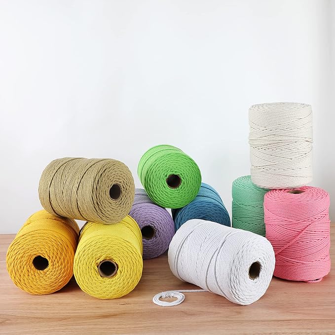 Macrame Cord 4mm x 328yd | 100% Natural Cotton Macrame Rope | 4 Strand Twisted - Image 4