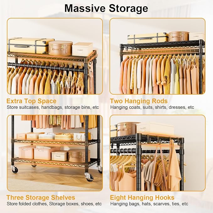 P7 Rolling Clothes Rack, Clothing Racks - Image 8