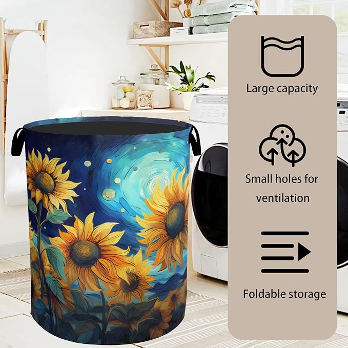 Starry Sky Sunflower Laundry Basket - Image 7