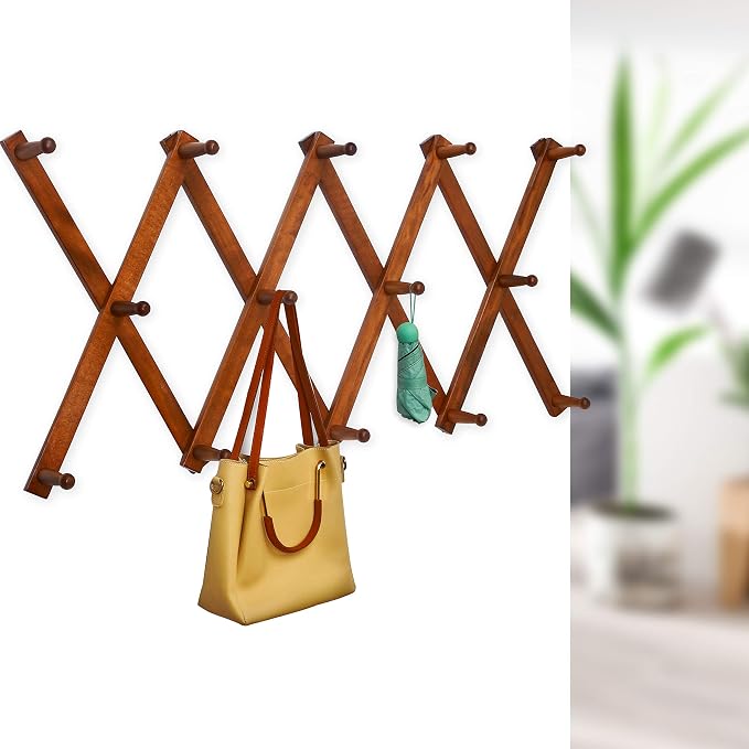 WEBI Accordion Wall Hanger, Expandable Wooden Hat Rack - Image 5