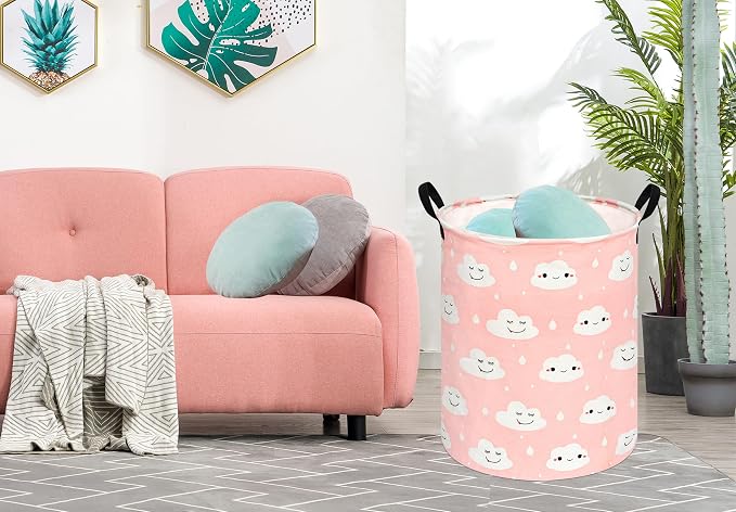 KUNRO Round Laundry Gift Basket Storage Hamper, Clothes Storage Organizer Bins - Image 3