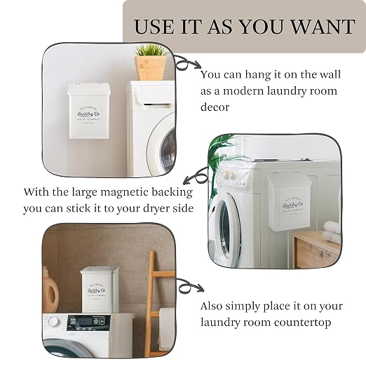 Magnetic Lint Bin for Laundry Room, Metal Trash Can - Image 3