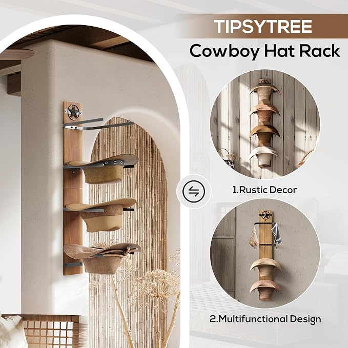 Hat Holder Rustic Wood Star Design – 2-Piece Organizer - Image 9