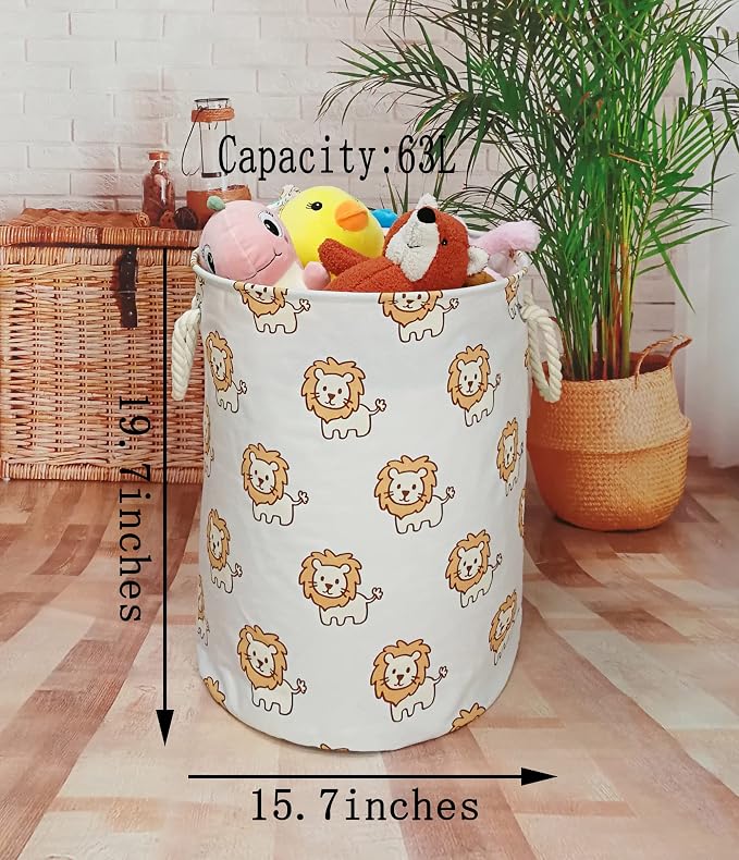 Round Laundry Basket Storage Bins Nursery Hamper Gift Baskets - Image 3