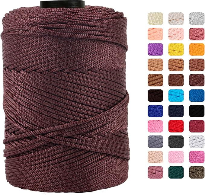 CAMAL Polypropylene Cord 3mm 185 Yards Colorful Polyester Yarn Handmade by CAMAL