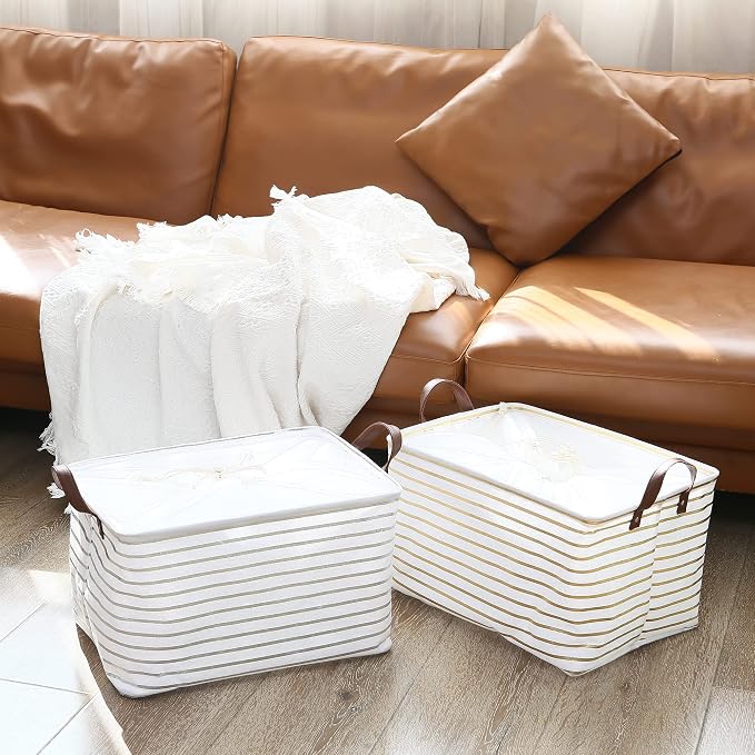 Hinwo 31L Large Storage Bins, Closet Organizers and Storage, Shelf Baskets - Image 4